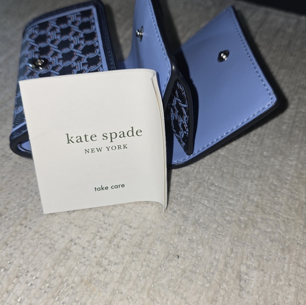 NWT Kate Spade Black and Blue Patterned Wallet - Picture 3 of 7